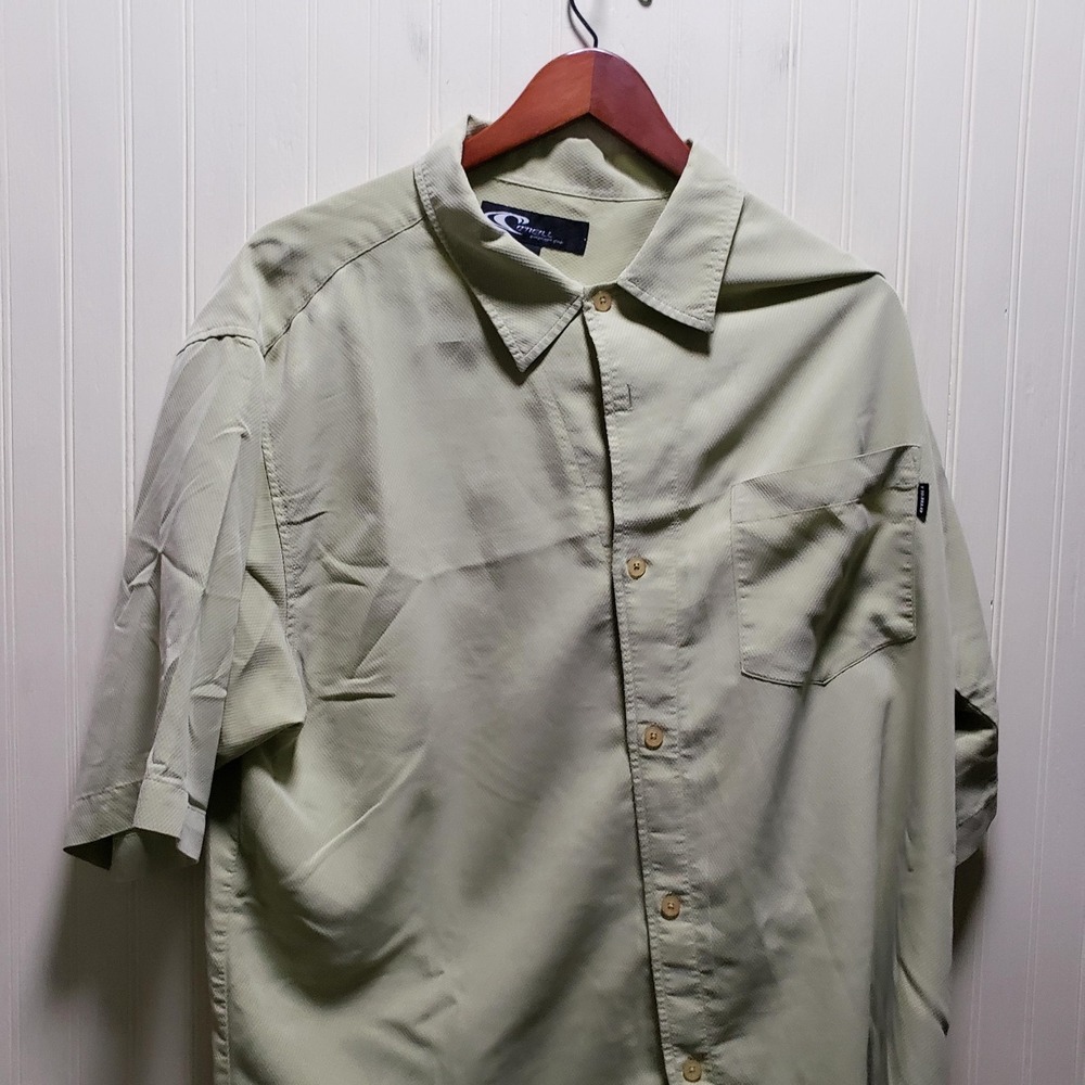 O'Neill Shirt Mens XL Green Solid Short Sleeve Textured Button-Up Casual